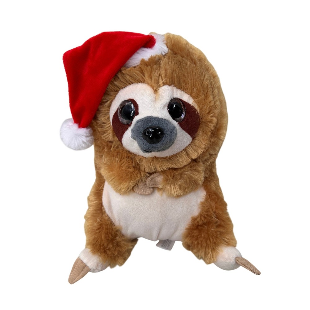 Nanco Sloth‎ Plush Christmas Santa Hat Stuffed Animal Brown Holiday Toy
